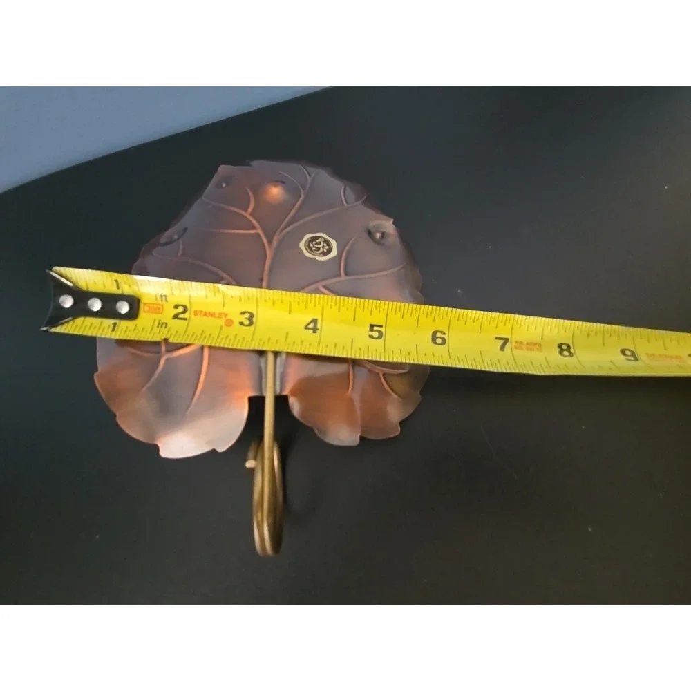 Copper Oak Leaf Bowl Trinket KEYS candy Coppercraft Guild USA Brass Ring Handle‎
